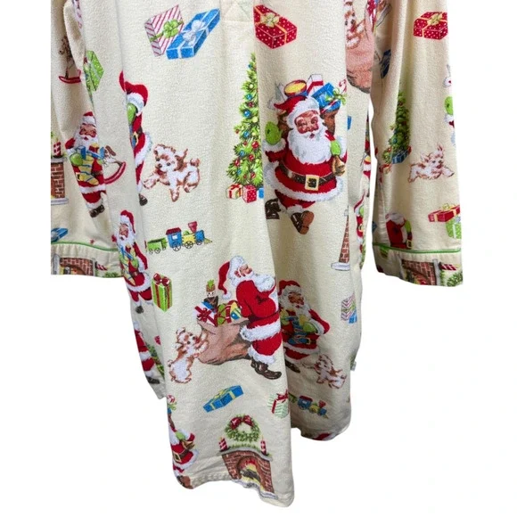 Nick & Nora Christmas Santa Themed Flannel Cotton Nightgown Holiday PJ's XXL - Picture 5 of 14
